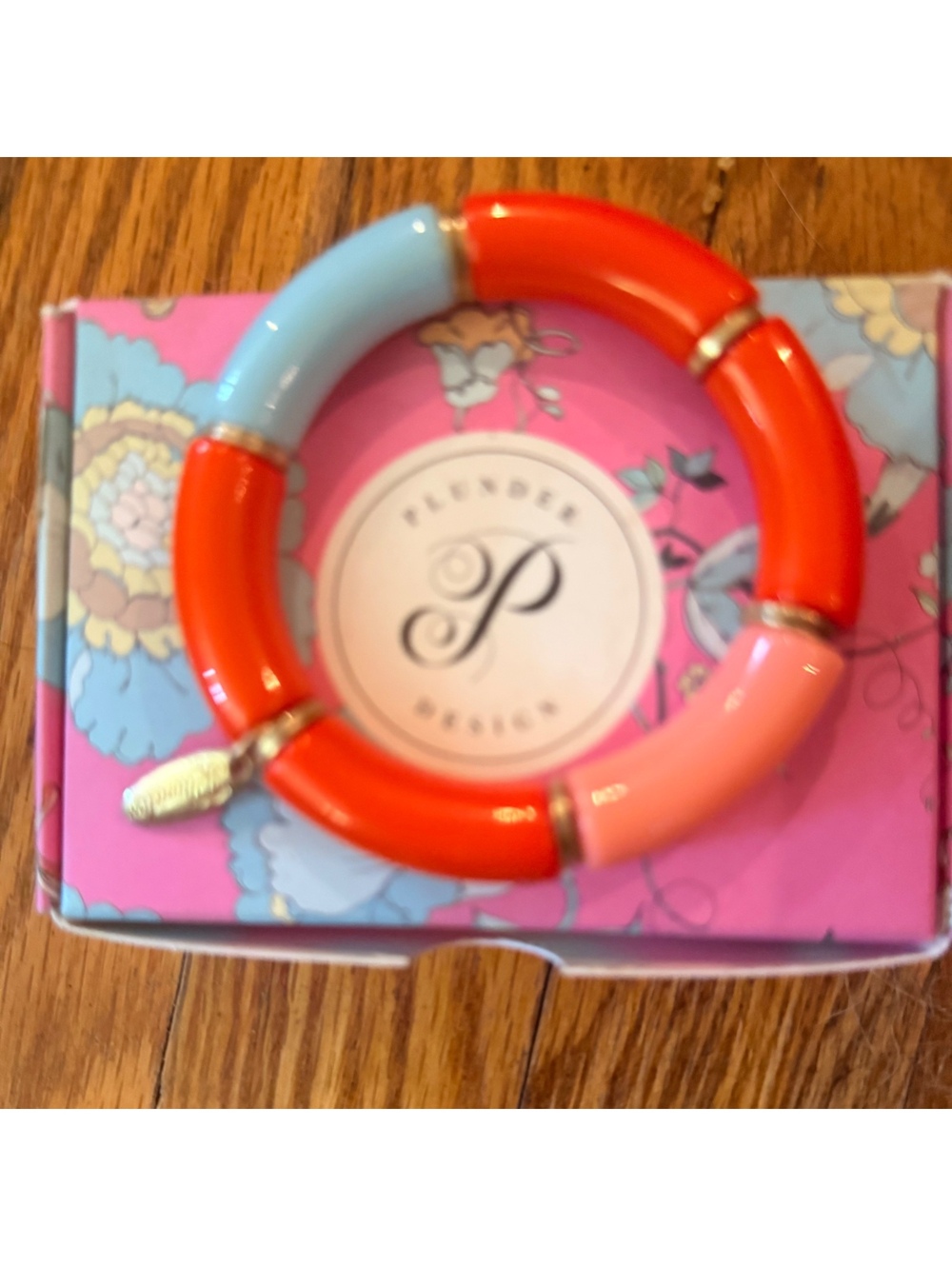 Plunder Design Color Block Resin Bracelet with Charm